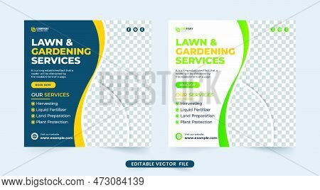 Lawn And Gardening Service Social Media Post Design. Garden Cleaning And Lawn Mowing Service Flyer D