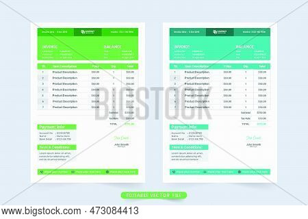 Business Invoice Decoration Element Vector. Price Receipt And Payment Agreement Template. Order Regi
