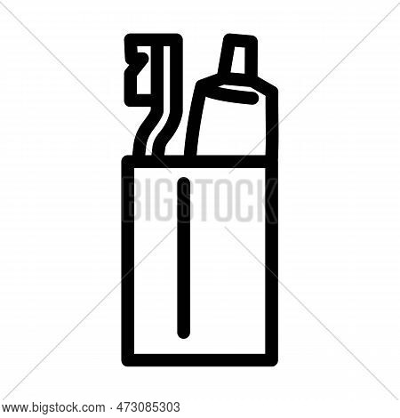 Toothbrush Holder Line Icon Vector. Toothbrush Holder Sign. Isolated Contour Symbol Black Illustrati
