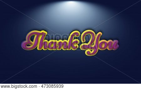 A Blue Background With The Words Thank You In Yellow And Purple 3d Text Effect