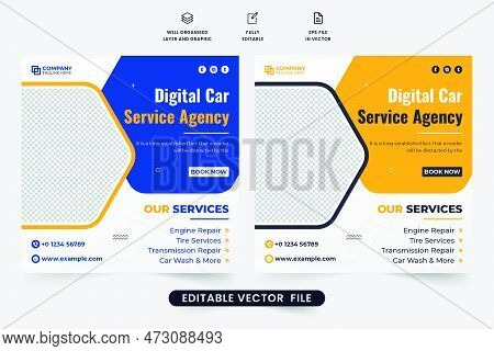 Automobile Repair Service Social Media Post Design For Business Promotion. Car Repair And Maintenanc