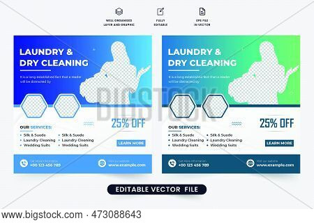 Special Laundry Cleaning Service Poster Design For Social Media Marketing. Cloth Wash And Dry Cleani