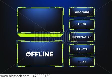Live Streaming Overlay Vector For Online Gamers. Online Gaming Frame Vector With Green Color. Futuri