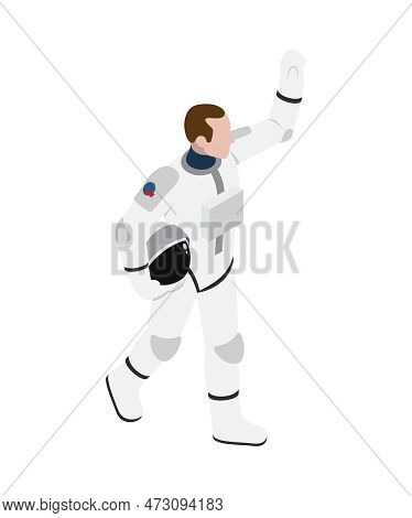 Isometric Male Astronaut In Spacesuit 3d Vector Illustration