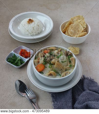 Beef Tripe Soup With Coconut Milk, Radish And Carrots