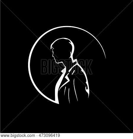 Doctor Person Silhouette, Pharmacist Worker Abstract Icon, Health Care Worker Sign, Round Logo For P