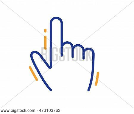 Hand Cursor Line Icon. Click Action Sign. Finger Pointer Symbol. Colorful Thin Line Outline Concept.