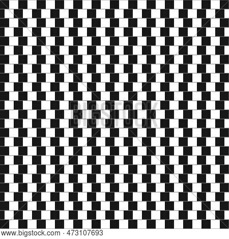 Shifted Horizontal Parallel Lines With Black And White Squares. Optical Illusion With Distorted Perc