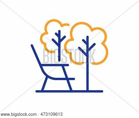 Deckchair Line Icon. Chair Furniture Sign. Camping Chair Symbol. Colorful Thin Line Outline Concept.