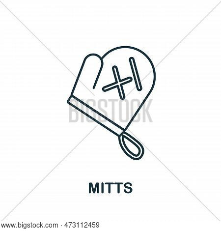 Mitts Line Icon. Simple Element From Kitchen Collection. Creative Mitts Outline Icon For Web Design,