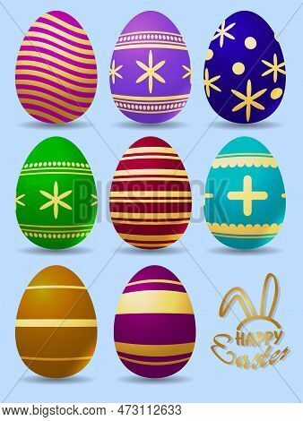 Vector Drawing Of Colorful Easter Eggs With A Pattern