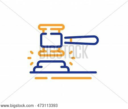 Auction Hammer Line Icon. Bid Offer Sign. Lot Was Sold Symbol. Colorful Thin Line Outline Concept. L