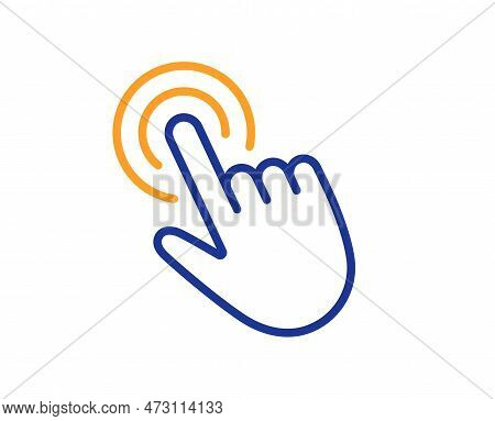 Hand Cursor Line Icon. Click Action Sign. Finger Pointer Symbol. Colorful Thin Line Outline Concept.