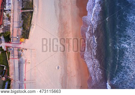 Top Down Aerial View Over Surfers Pardise Beach Gold Coast, Australia