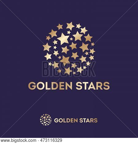 Gold Stars Logo. Emblem For Lingerie, Spa And Beauty. Cosmetic Icon.