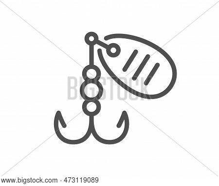 Fishing Lure Line Icon. Spinning Bait Sign. Catching Fish Symbol. Quality Design Element. Linear Sty