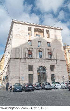 Rome, Italy - December 7, 2022: Italiae Fines Promovit Bellica Virtus (piazza Di Sant'andrea Della V