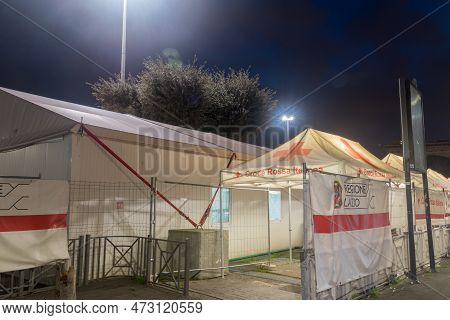 Rome, Italy - December 7, 2022: The Italian Red Cross (irc, Italian: Croce Rossa Italiana Or Cri) At
