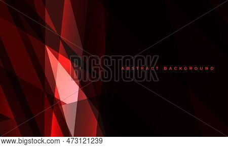 Abstract Dark Red Background With Geometric Dynamic Glowing Polygonal Shapes. Modern Trandy Abstract