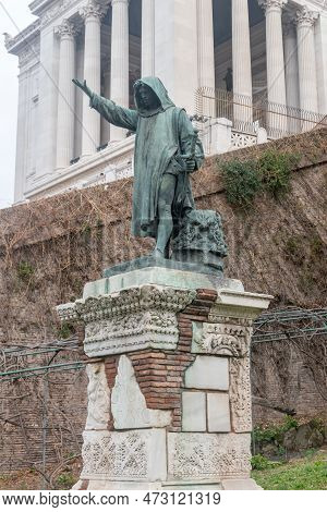 Rome, Italy - December 8, 2022: The Monument To Cola Di Rienzo.