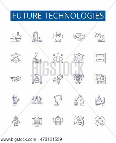Future Technologies Line Icons Signs Set. Design Collection Of Artificial, Intelligence, Robotics, Q