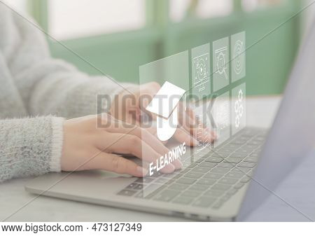 Education Courses Online E-learning Concept, Learning Online With Webinar, Internet Lessons, Video T