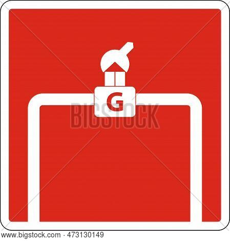 Gas Shutoff Valve Sign On Red Background