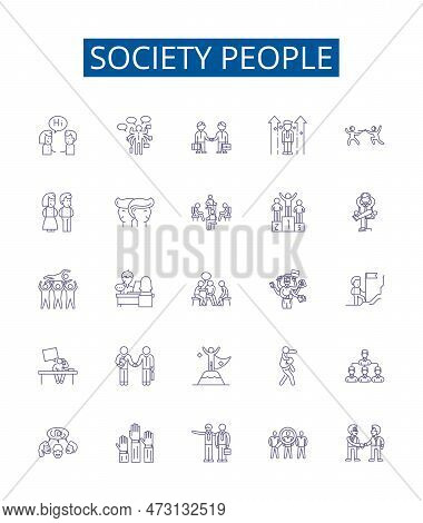 Society People Line Icons Signs Set. Design Collection Of Society, People, Culture, Community, Manki
