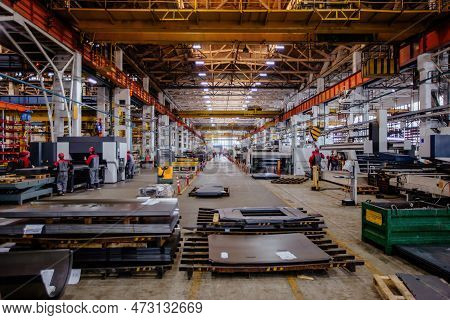 Metalworking Factory Production Line. Interior Of The Worksop.
