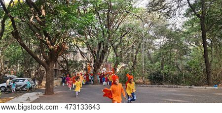 People Celebrating Gudi Padwa. Gudhi Padwa Is A Spring Time Festival That Marks The Traditional New