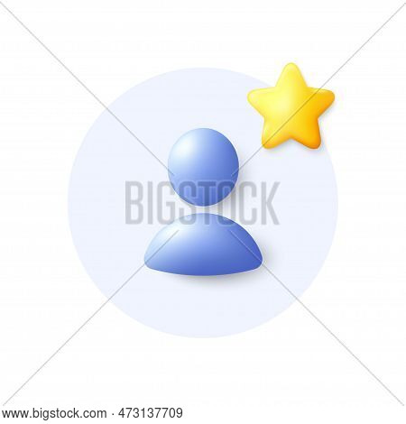 Favorite Profile Placeholder 3d Icon. Business Communication Headshot. Profile Avatar With Star. Neu