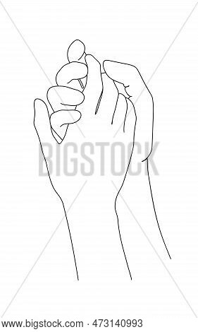 Love And Support Concept. Female And Male Holding Hands One Line Drawing. Vector Illustration