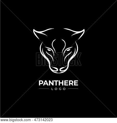 Panther Head Dotwork Tattoo With Dots Shading, Tippling Tattoo. Hand Drawing Wild Animal Emblem On B