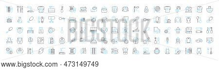 Sewing Vector Line Icons Set. Needlework, Seamstress, Fabric, Cutting, Hemming, Basting, Sew Illustr