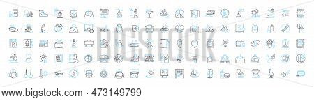 Free Time Vector Line Icons Set. Leisure, Relaxation, Spare, Recreation, Vacation, Holiday, Idleness