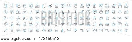 Machine Learning Vector Line Icons Set. Machine, Learning, Artificial, Intelligence, Algorithm, Data