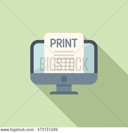 Pc Print Icon Flat Vector. Printer Press. Copy Paper