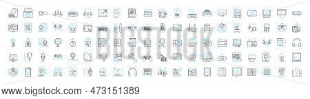 Device Services Vector Line Icons Set. Device, Services, Repair, Network, Computer, Maintenance, Dia