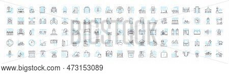 Urban Real Estate Vector Line Icons Set. Urban, Real, Estate, Housing, Urbanism, Dwelling, Apartment