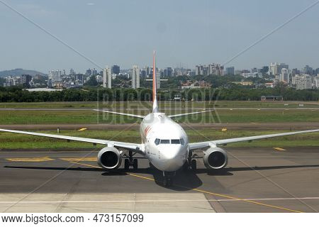 Porto Alegre, Brazil- January 28, 2023 : Gol Brazilian Airlines At Porto Alegre Airport Salgado Filh