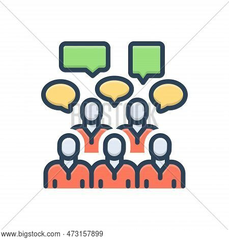 Color Illustration Icon For Forum Meeting Assembly Gathering Seminar Concle Confrence Discussion Spe