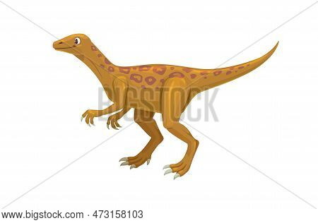Cartoon Eoraptor Dinosaur Character. Isolated Vector Carnivore Lived In The Lower Triassic Period. A