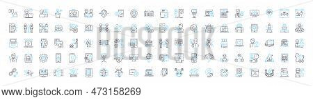 Marketing Technology Vector Line Icons Set. Marketing, Technology, Digital, Platforms, Analytics, Au