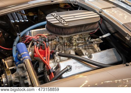 Bordeaux , Aquitaine  France - 03 19 2023 : Ac Cobra Roush Engine 427 Ford Sports Car Logo Brand And