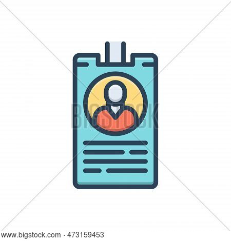 Color Illustration Icon For Named Enrolled Designated Nominated Denominated Title Id Identity Card