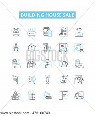 Building House Sale Vector Line Icons Set. House, Building, Sale, Estate, Property, Buy, Real Illust