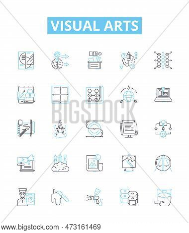 Visual Arts Vector Line Icons Set. Drawing, Painting, Sculpture, Mosaic, Printmaking, Photography, I