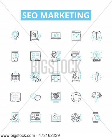 Seo Marketing Vector Line Icons Set. Seo, Marketing, Optimization, Online, Web, Website, Traffic Ill