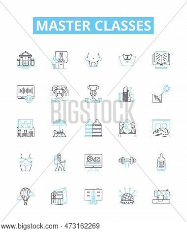 Master Classes Vector Line Icons Set. Masters, Classes, Learning, Instruction, Education, Course, Pr