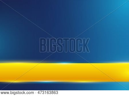 Vector Drawing. Abstract Blue Background With Yellow Stripe